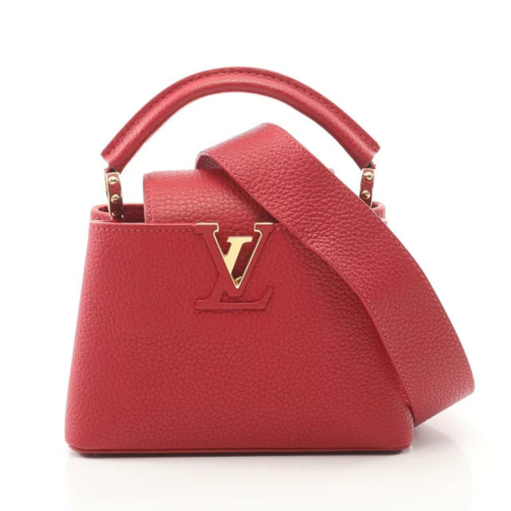 Louis Vuitton Capucines Handbag Leather Red